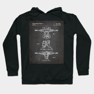 Skateboard Patent - Skater Retro Skating Art - Black Chalkboard Hoodie